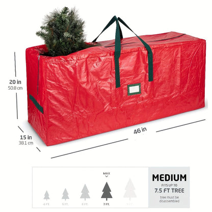 7.5-Foot Christmas Tree Storage Bag with Dual Zippers, Reinforced Carry Handles and Red Tarp-Like Cover