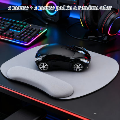 Novelty Car-Shaped Wired USB Optical Computer Mouse in Black or Red for Desktop and Laptop Use