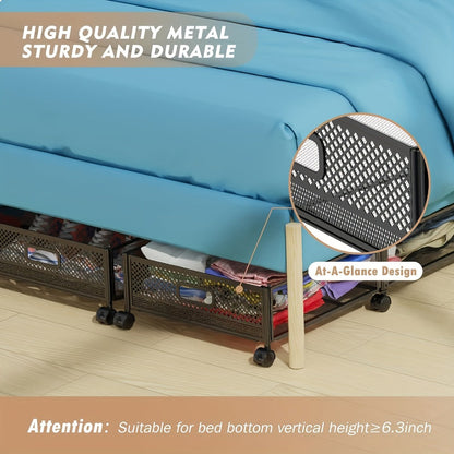 Under Bed Storage Containers with Wheels & Handles – Shoes, Clothes, Blankets Organizer