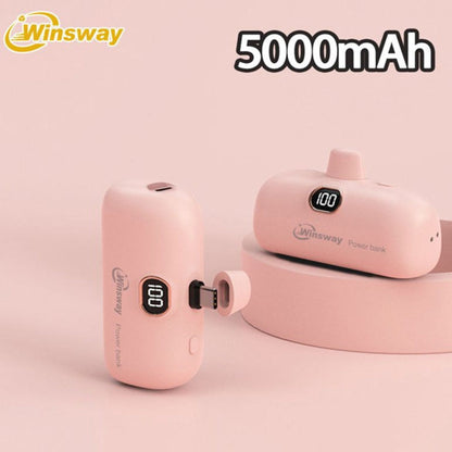 5000mAh Mini Lipstick Power Bank USB-C Fast Charging with Digital Display – Compact Portable Charger for iPhone 17/16/15 Pro Max, iPad Pro & Android, TSA-Approved Travel Battery Pack