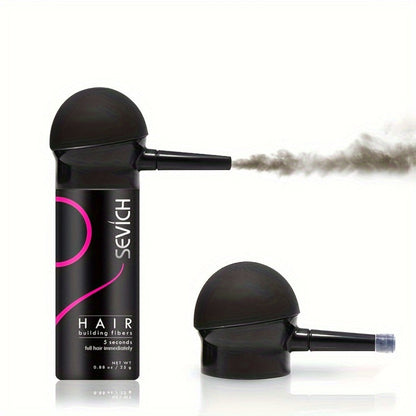 Compact Two-Piece Hair Fiber Set with Spray-Head Containers in Black, Dark Brown or Medium Brown