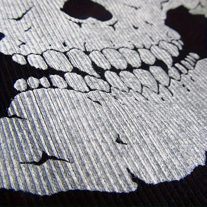Printed Skull Balaclava Mask in Two Black Designs, Full-Face Stretch Fabric for Adult Costume Wear