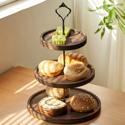 Three-Tier Wooden Cupcake Stand in Light Brown, Dark Brown or White for Dessert and Party Displays