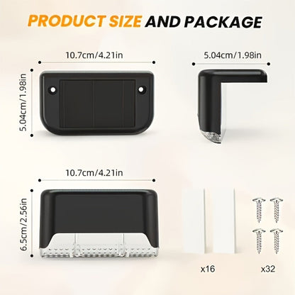 Solar Deck and Step Lights, 8- to 32-Piece Packs in Black, White or Brown with Integrated Panels