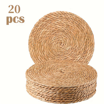 Round Braided Table Placemats in 6-, 10-, 20-, 30- or 50-Piece Options with 12-Inch Diameter