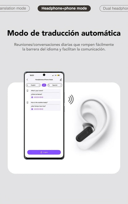 AI Translation Earbuds with Color Touchscreen Charging Case in Black or White and Five Bundle Options