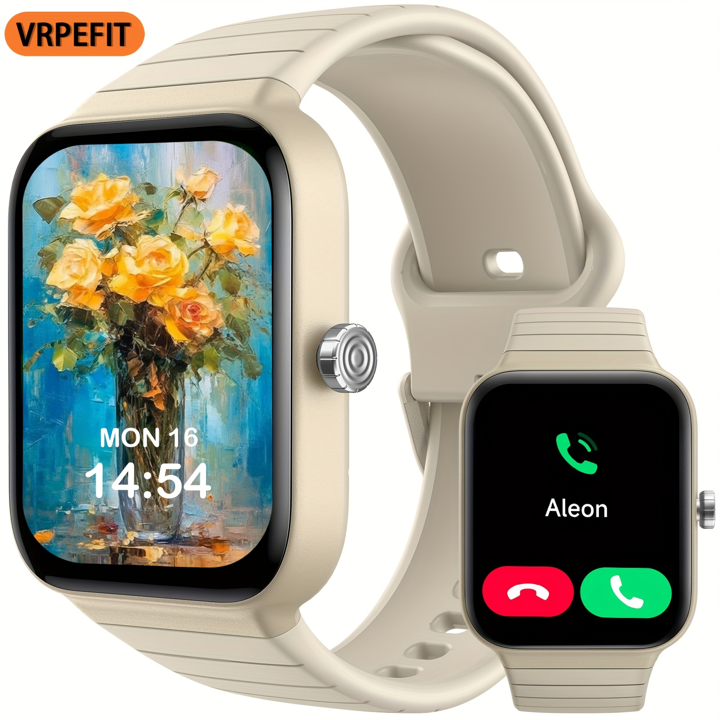 Smart Watch 1.95-Inch TFT Display with Custom Photo Faces, Calling and Three Band Color Options