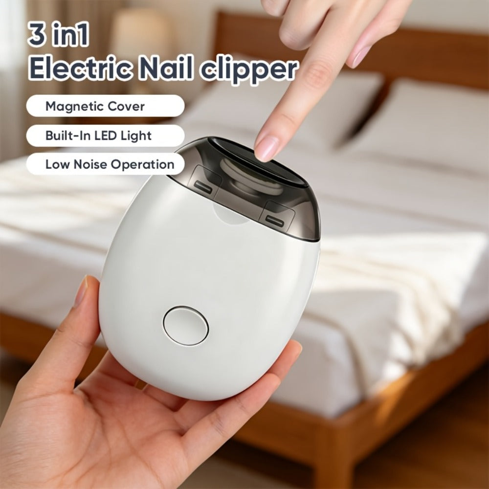 Electric Nail Trimmer with LED Light & 3 Speeds, Nail Clipper for Seniors, Adults & Thick Toenails