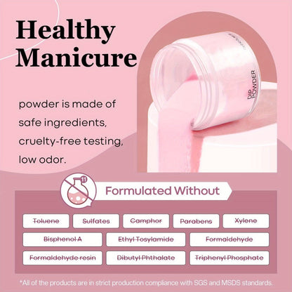 Dip Powder Nail Kit with NOCIS Label, Four Nude Gray Pink Powders, Three 10ml Liquids and Four Tools