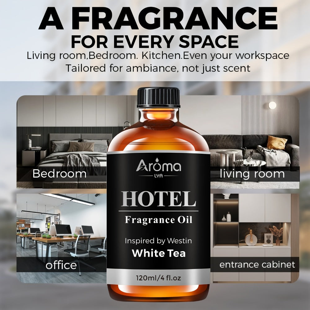 Essential Oil Hotel Fragrance 120ml with White Tea, CapriBreeze, MINE, Beach Villas or R-C Hotel Scents