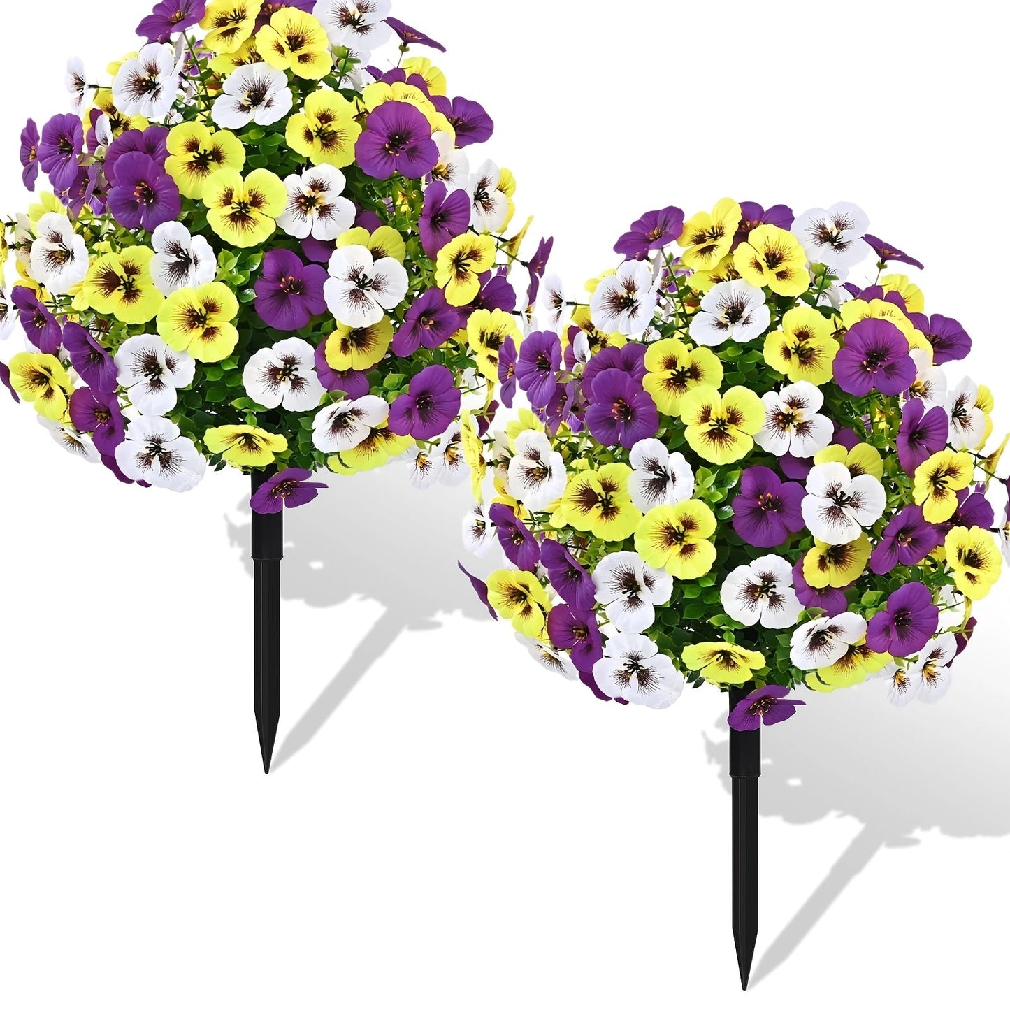 Artificial Floral Topiary Ball with Ground Spike, 22 or 23.6 Inch Height and Single or Two-Piece Style Options
