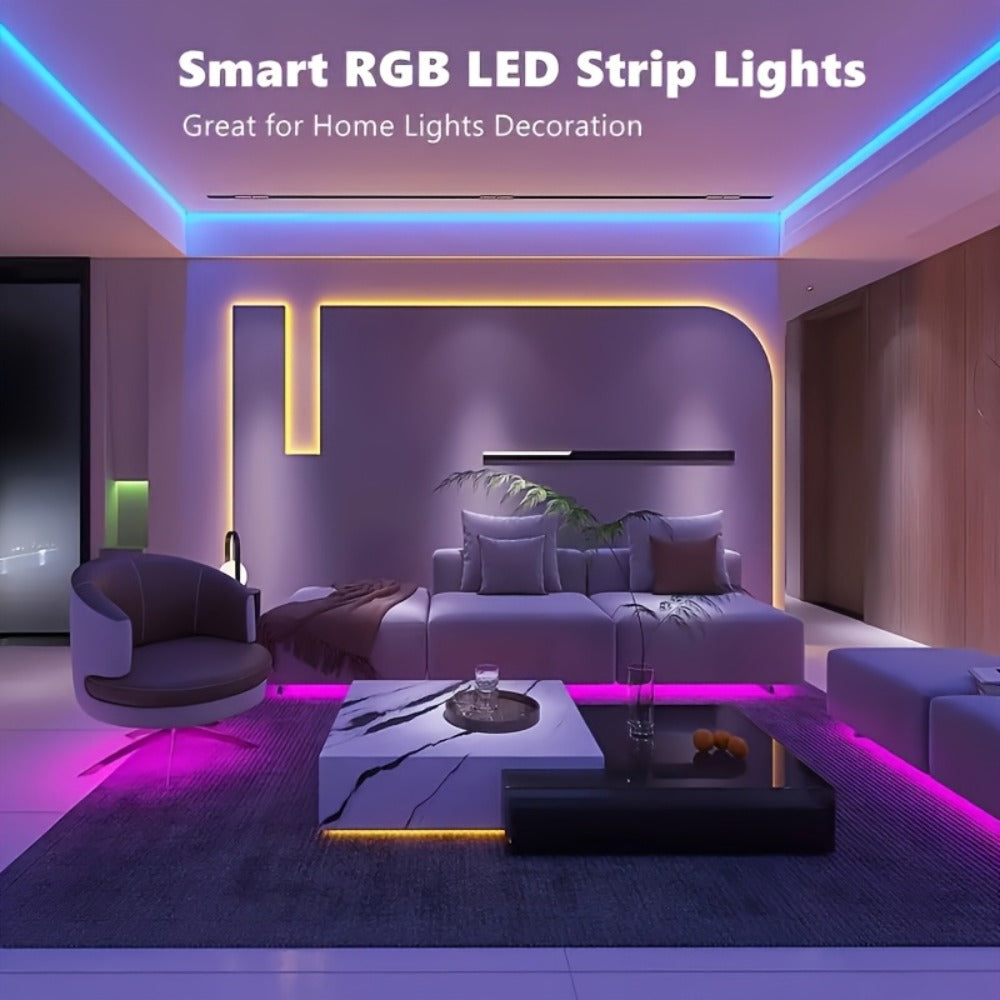 RGB LED Strip Lights 32.8ft Bluetooth Music Sync - 5050 Color Changing Tape Light, 44-Key IR Remote