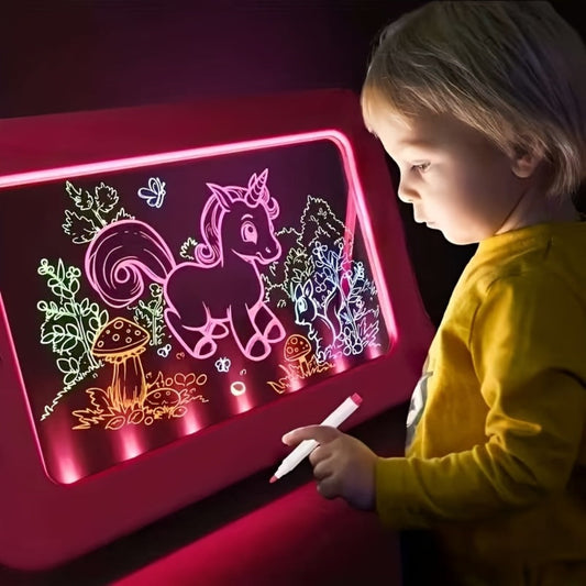 Magic LED Drawing Board for Kids with 15 Double-Sided Tracing Cards & 6 Washable Markers – Light Up Luminous Art Board for Boys & Girls Ages 3-8 | STEM Learning Toy | Perfect Christmas & Birthday Gift