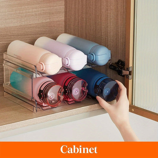 Water Bottle Rack Kitchen Organizer Stackable Plastic Holder with 5, 6, 8, 9, 11 or 12-Bottle Options
