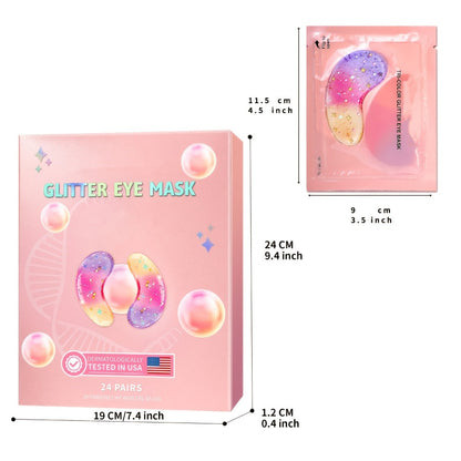 Glitter Under-Eye Patch Set with Pink, Purple and Gold Crescent Pads in a 12-Pair Checkout Pack