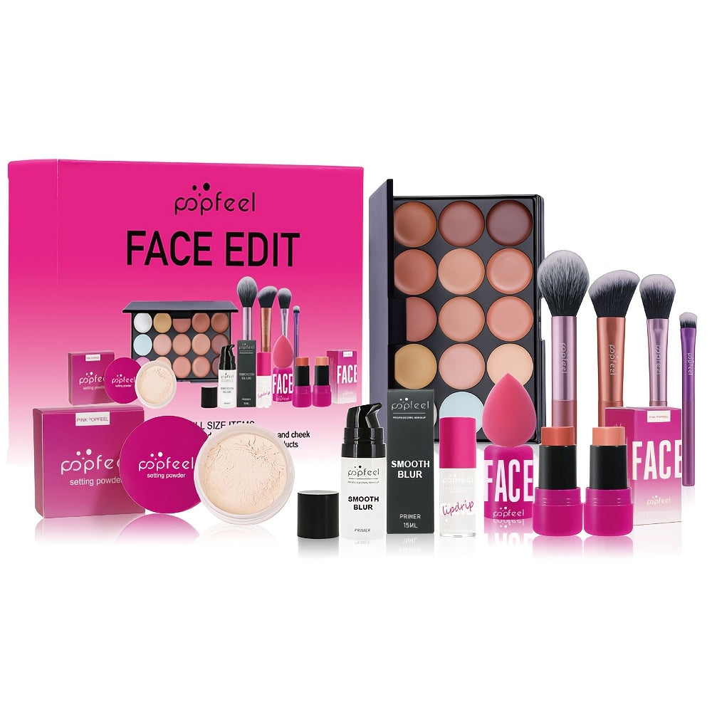 Makeup Gift Set Box for Women Teens – Eyeshadow Palette Blush & Foundation Waterproof Long-Lasting Complete Beauty Cosmetic Kit All Skin Tones Everyday Outdoor Wear
