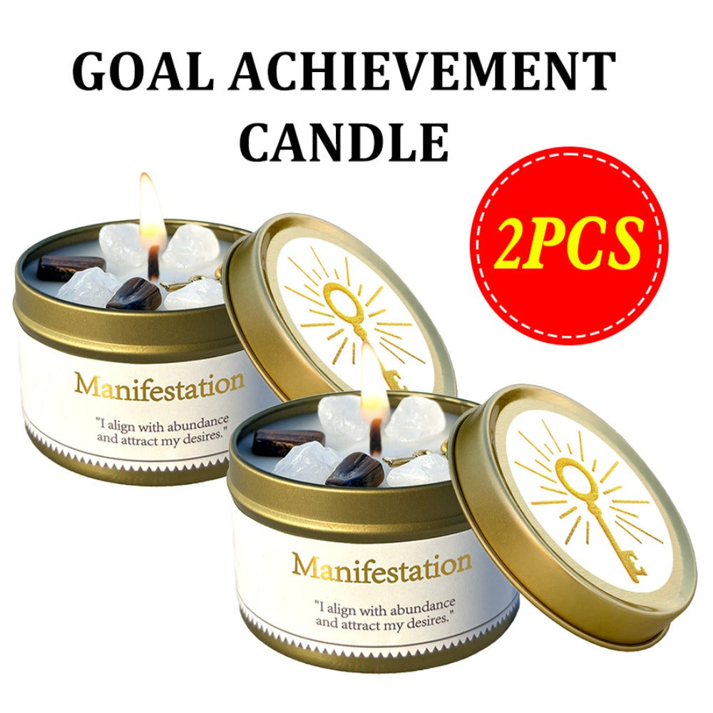 Crystal-Style Tin Candle with Eleven Intention Labels and One- or Two-Piece Checkout Options