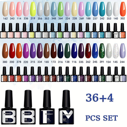 Gel Nail Polish – 36 Colors Kit 40pcs UV Gel Nail Set with Base Coat Glossy Matte Top Coat Pink Blue Red Glitter Sequin for Home…