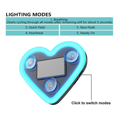 Car Interior Neon Heart Lights Solar USB Rechargeable 5 Lighting Modes Vibration-Sensing Auto On/Off Dashboard Decoration for Cars Trucks SUVs, 2pcs Set Iridescent Pink Blue Red Ice Blue Gift