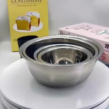 Stainless Steel Mixing Bowl Set 5-Pack with Measurement Markings for Kitchen Cooking Baking Salad Vegetable Washing Fruit Serving & Meal Prep – Stackable Nesting Bowls
