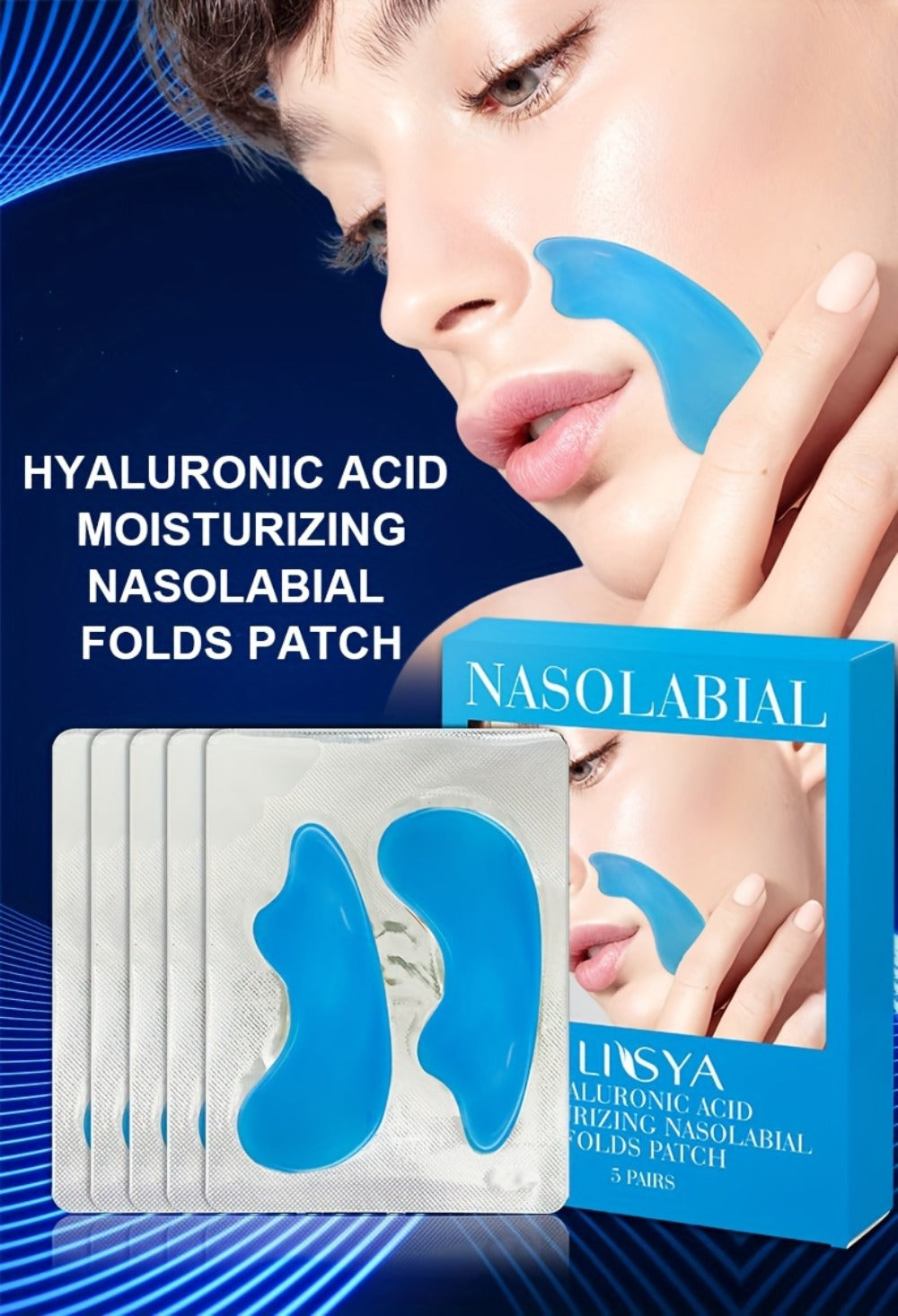 Nasolabial Fold Patches 3 Boxes - Hyaluronic Acid & Collagen Laugh Line Sticker, Lifting Tightening Anti-Wrinkle Nose Line Patch, Skin Elasticity Daily Skincare for Women