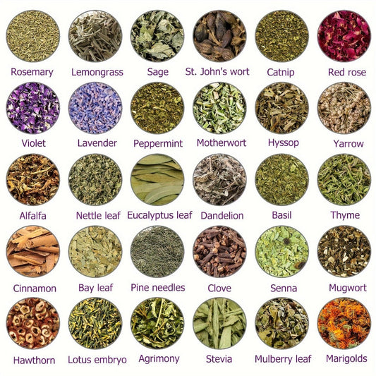 Dried Herbs Kit 30 Packs for Wicca Witchcraft Rituals Altar Supplies Magic Spells with Metal Spoon Witch Starter Set Halloween Gift for Her Him