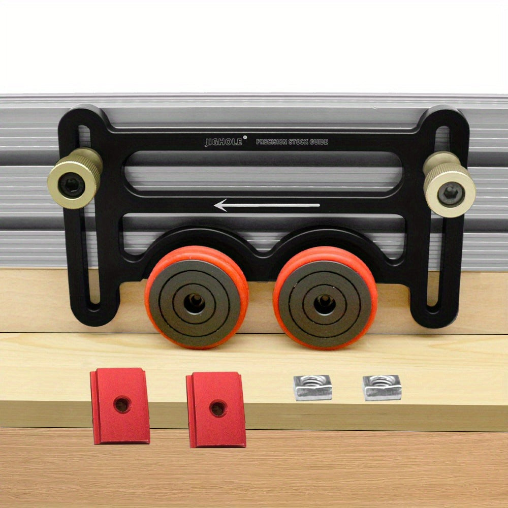 Feather Board Roller Guide for Table Saw – Aluminum Alloy One-Way Safety Stock Feeder with T-Track Mount, Anti-Kickback Woodworking Press Guide Tool