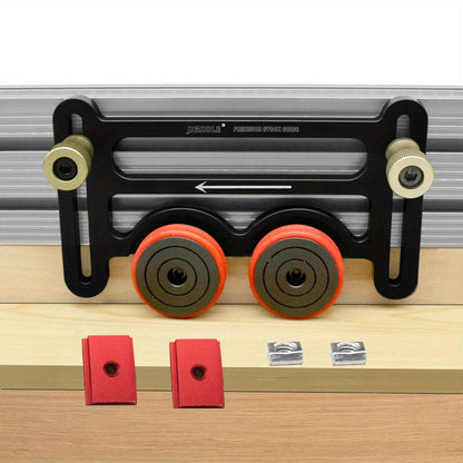 Feather Board Roller Guide for Table Saw – Aluminum Alloy One-Way Safety Stock Feeder with T-Track Mount, Anti-Kickback Woodworking Press Guide Tool