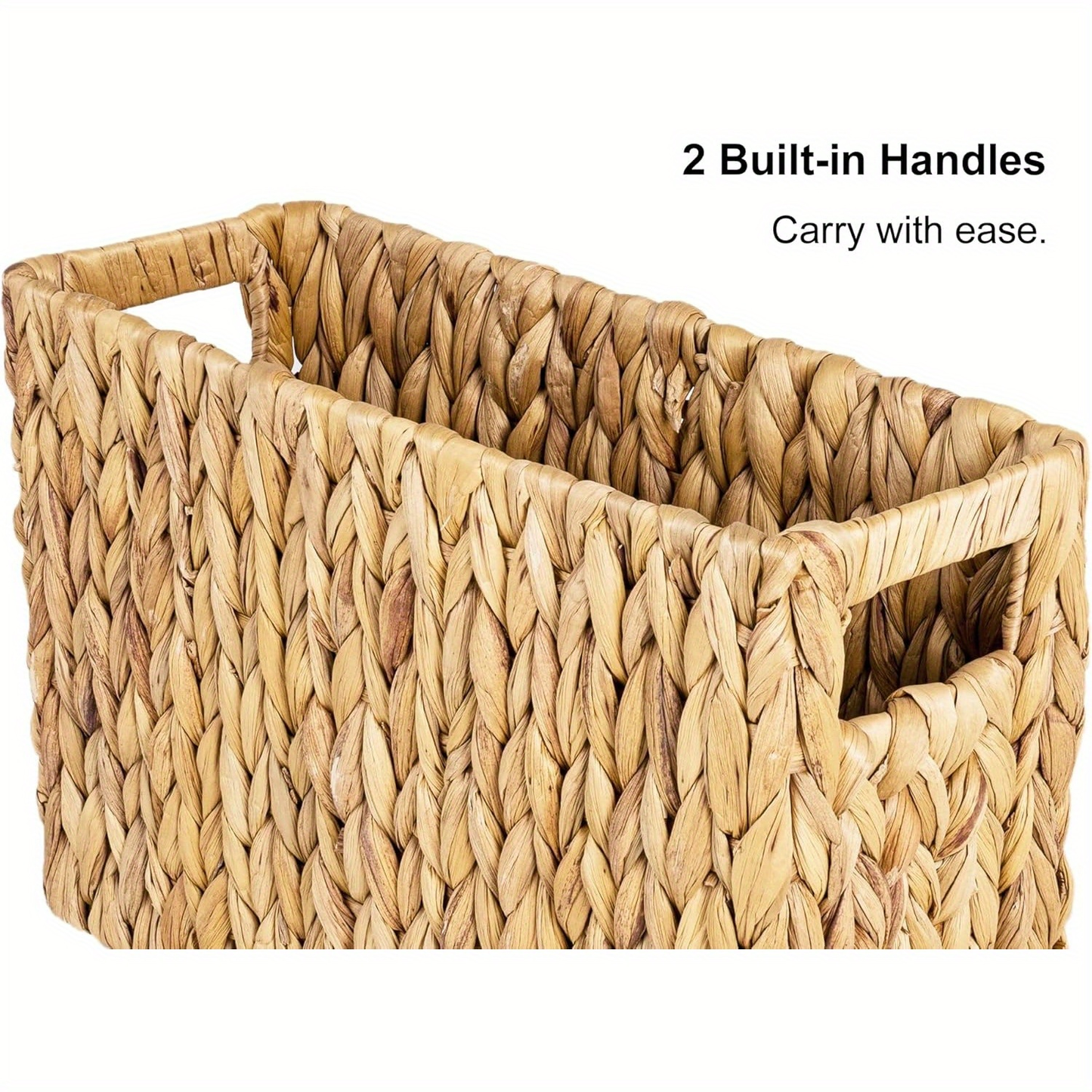 Magazine Holder Basket - Hand Woven Water Hyacinth Wicker Organizer for Bathroom, Office, Living Room, Bedroom Storage & Boho Home Decor, 15x6x10in