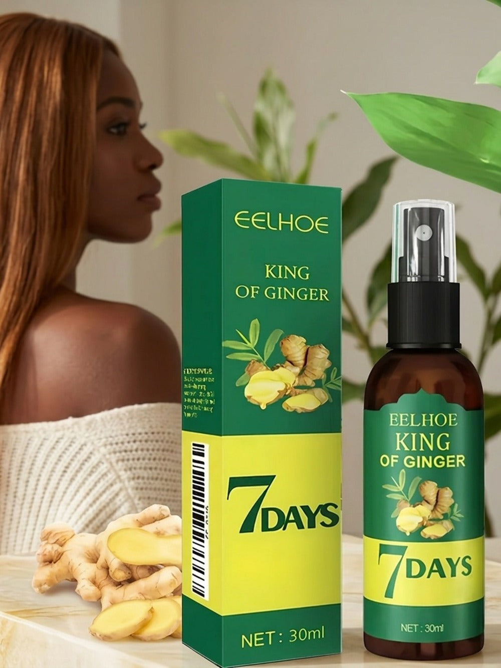 Ginger & Biotin Hair Growth Gift Set 2-Pack - Ginger Scalp Oil + Biotin Strengthening Serum 7-Day Nourishing Treatment for Hair Loss Moisturizing All Hair Types Women Men