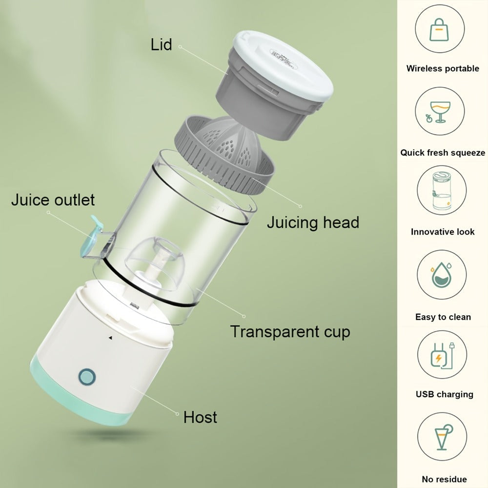 Green-K USB-Charging Citrus Press with Clear Reamer Chamber, Spout, 23.7cm Height and 10.6cm Width