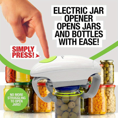 Electric Jar Opener & Bottle Opener – One-Touch Automatic Lid Opener for Arthritic Hands, Seniors & Weak Grip, Battery Operated, Heavy Duty