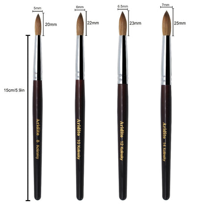 Red-Wine Handle Acrylic Nail Brush in Exact Checkout Sizes #8, #10, #12, #14, #16 or #18 with Pictured Round Tip