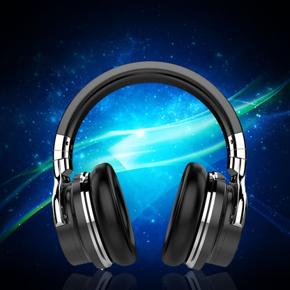 ANC Over-Ear Wireless Headphones Bluetooth 5.2 Deep Bass 45mm Drivers 30 Hours Playtime Dual Microphone Protein Earpads Foldable for Travel Work Study