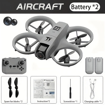 Mini 4K FPV Drone 180° Rotating Dual Camera Optical Flow Positioning Dual Batteries 360° Flip One-Key Takeoff Anti-Shake | RC Quadcopter Toy for Beginners Boys Girls Kids | Birthday Christmas Gift