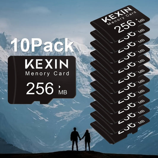 256MB Micro SD Card 10 Pack with SD Adapter, KEXIN High Speed TF Memory Cards Bulk Set for Car Audio, Dash Cam, Camera, Smartphone, Tablet, Game Console, PC – Compact Flash Storage Multi-Device