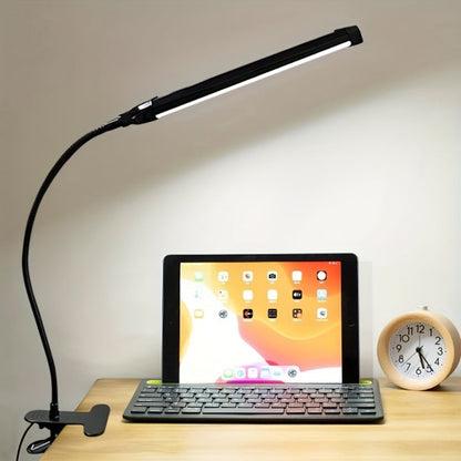Clip-On LED Desk Lamp with 38cm Light Bar, 40cm Gooseneck, USB Inline Controller and Three Light Colors