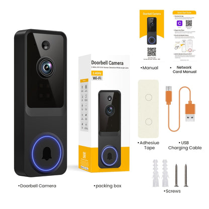 166° Ultra Wide Angle Smart Doorbell Camera 2K HD Wireless WiFi, AI Human Detection, Two-Way Audio