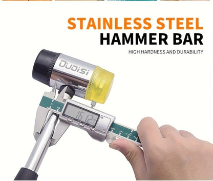 Double-Head Soft-Face Mallet with Steel Handle, Rubber Grip and Four Replaceable Head Sizes