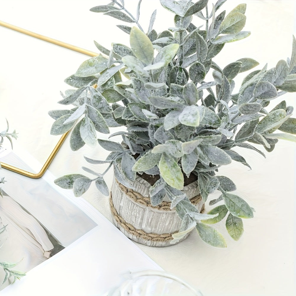 Mini Artificial Potted Plants 4 Pack – Realistic Fake Greenery in White Pots for Home, Office & Party Decor | No Watering Needed Low-Maintenance Indoor Outdoor Faux Plant Set | Housewarming Gift