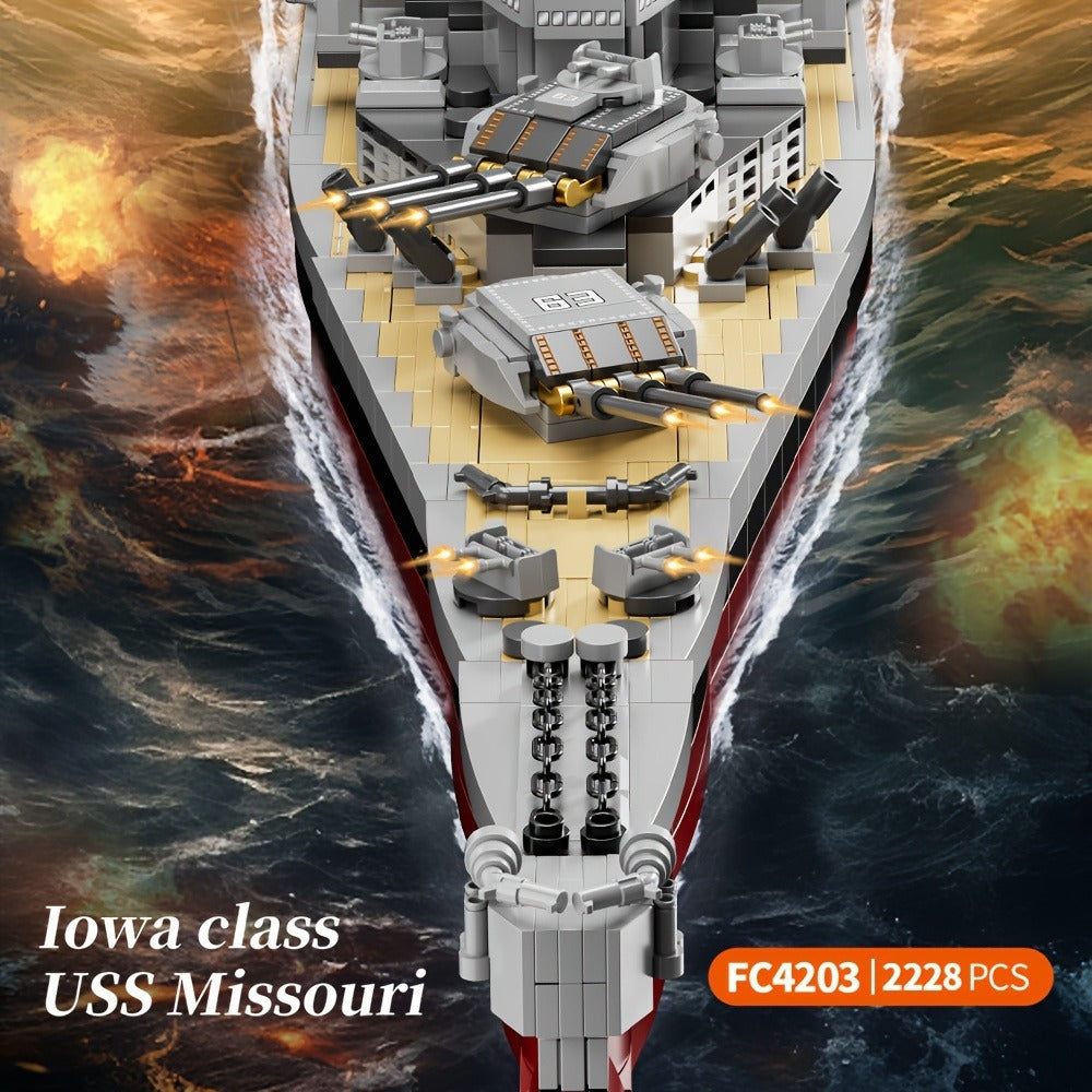 Battleship Model Building Kit 2228PCS – USS Missouri BB-63 Military Historical Warship Construction Set FC4203, Adult Collector Display Model, Unique Gift for History Buffs Men Teens Ages 14+