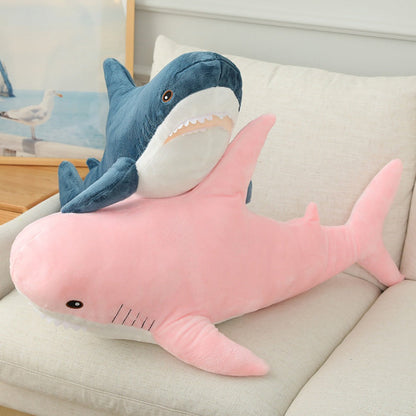 Plush Toy – Jumbo Shark Pillow 24-Inch in Blue, Grey, Blue-Pink or Rainbow Colorways and Ocean Decor
