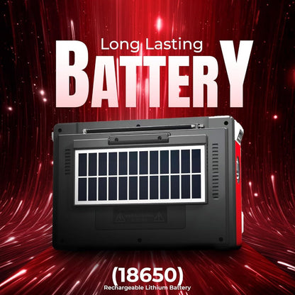 Solar Powered Bluetooth Radio Retro Portable AM FM SW with LED Flashlight, TF SD USB AUX MP3 Playback, Telescopic Antenna & Leather Handle for Camping Emergency Outdoor