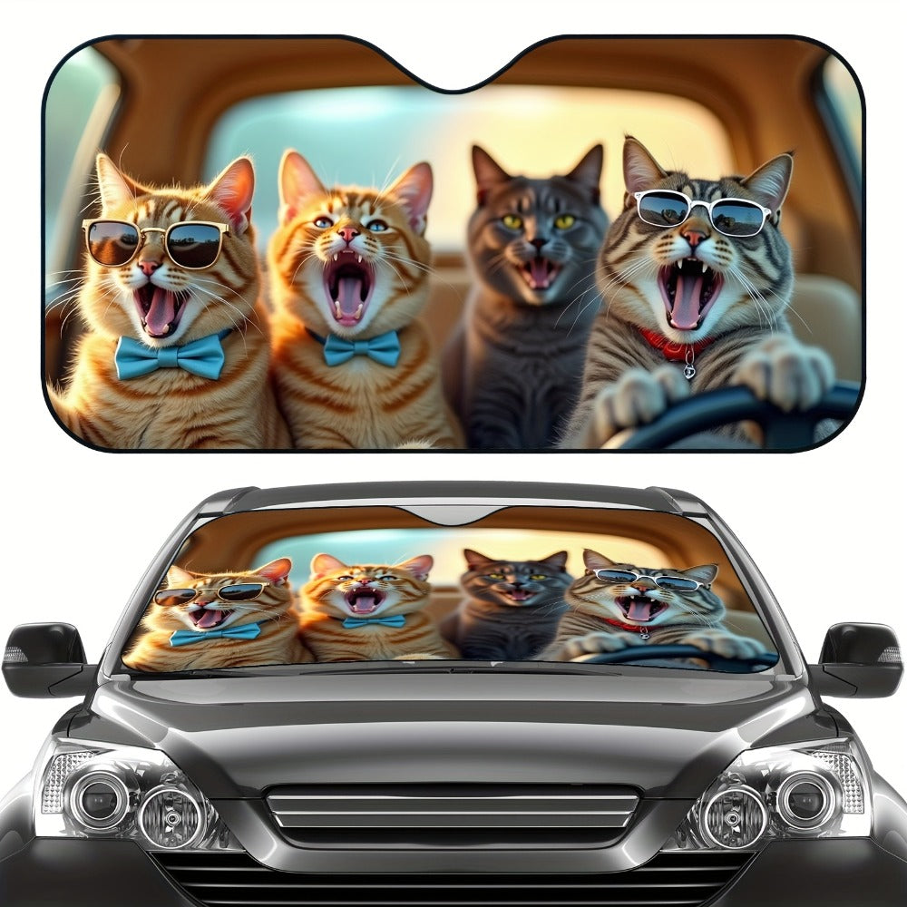 Cute Cat Windshield Sunshade Foldable Car Sun Shade UV Protection Heat Dissipation Front Window Sun Blocker Automotive Interior Accessory 1pc or 2pc Set