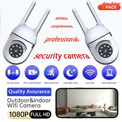 355° Pan Tilt WiFi Security Camera 2 Pack with AI Motion Detection – Full Color Night Vision, Two-Way Audio, Dual Band 2.4GHz & 5GHz, Indoor Wireless Camera Cloud & SD Storage