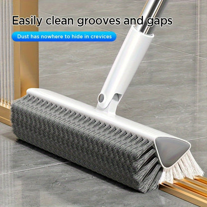 Floor Scrub Brush 52 Inch Long Handle Double-Sided V-Shaped Triangle Head Stiff Bristles for Home Cooking, Dining and Outdoor Meals