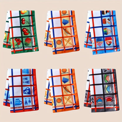 Six-Piece Printed Kitchen Towel Set, Approximately 60 x 40cm Each in Combination A or B Designs