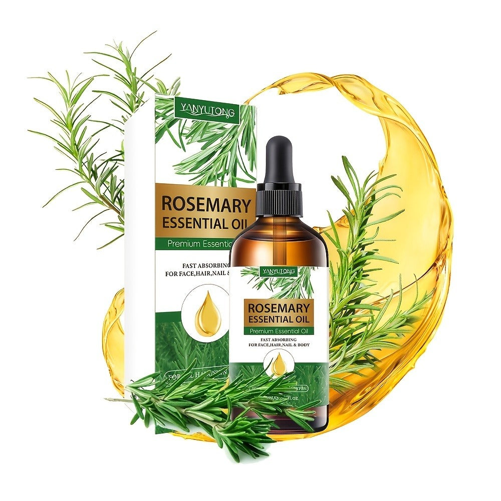 Rosemary Essential Oil Set with Three 100mL Amber Dropper Bottles for Home Fragrance and DIY Scent Projects