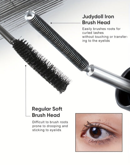 JUDYDOLL Mascara in Black or Brown with Curling or Precision Metal Applicator Designs and Slim Gray Tubes