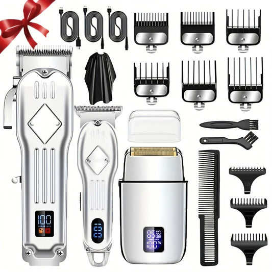 Hair Clipper Kit for Men Cordless USB Rechargeable LCD Screen Beard Trimmer Hair Cutting Set Professional Home Salon Grooming Kit Father's Day Gift